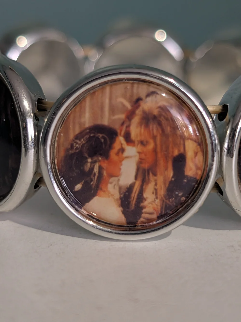 Vintage 80's Labyrinth Movie Photo Cabochon Charm Stretch Bracelet-New Nostalgia